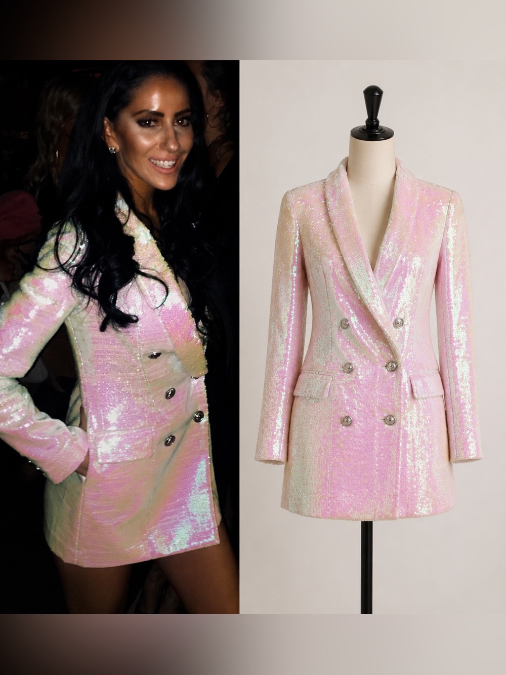 ASOS Iridescent Sequin Pink Blazer Dress